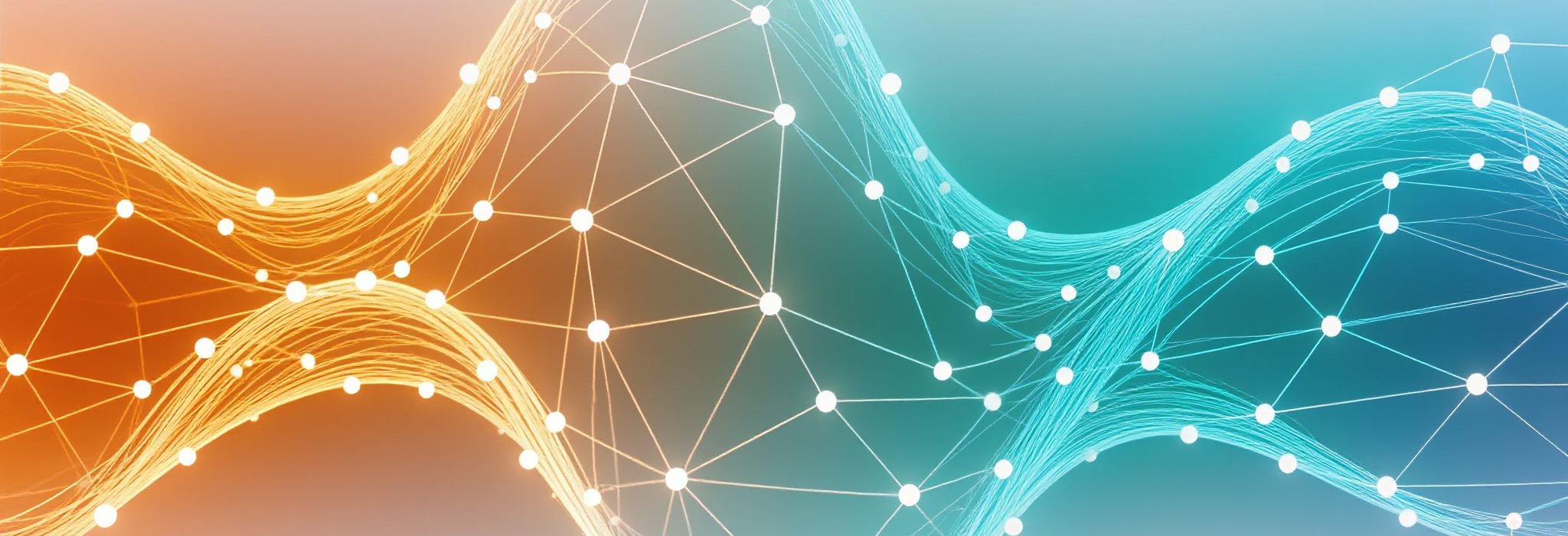 Data flowing through interconnected networks, visualizing the learning journey